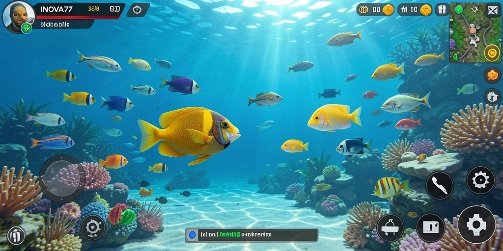 Tampilan gameplay seru menembak ikan di INOVA77.