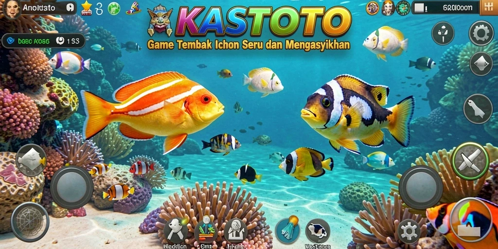 Screenshot gameplay KASTOTO menampilkan aksi seru Tembak Ikan.