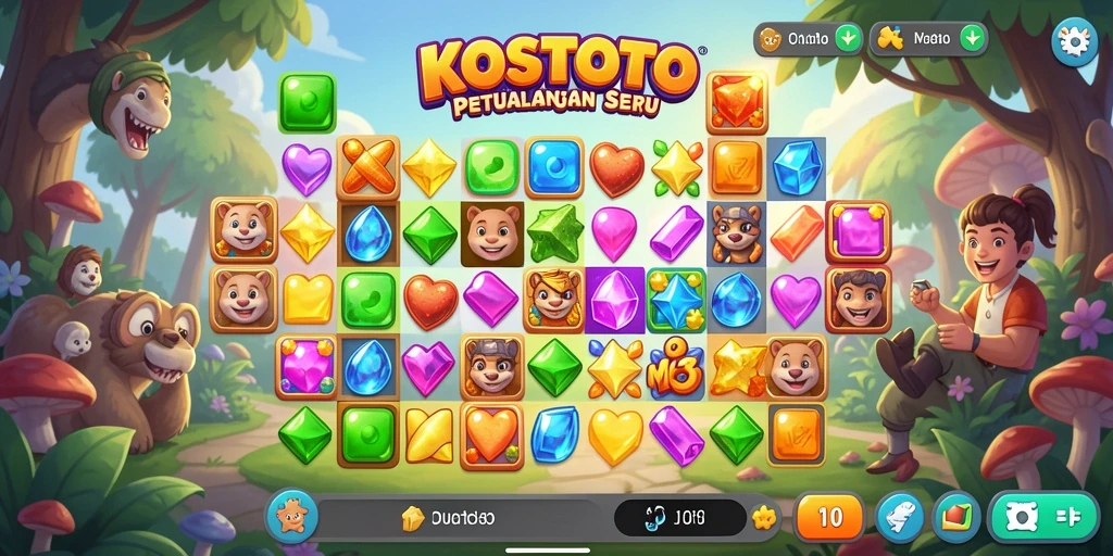 Screenshot utama KOSTOTO menampilkan gameplay seru Match-3.