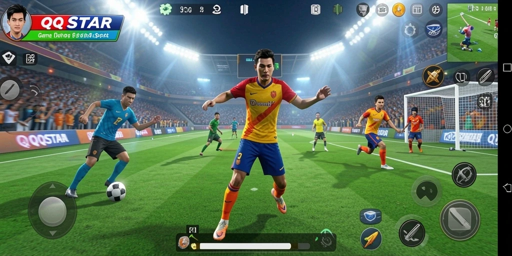 Tampilan gameplay seru dalam QQSTAR yang menampilkan berbagai cabang olahraga.